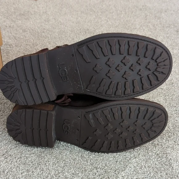 UGG Milnor Women's Dark Brown Suede Ankle Boots with Snakeskin Strap - Picture 6 of 12